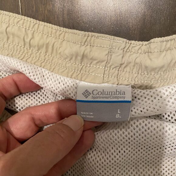 Columbia PFG Shorts Men’s L Tan Khaki Cargo Outdoors Fishing Swim 7.5” Inseam - Picture 2 of 14